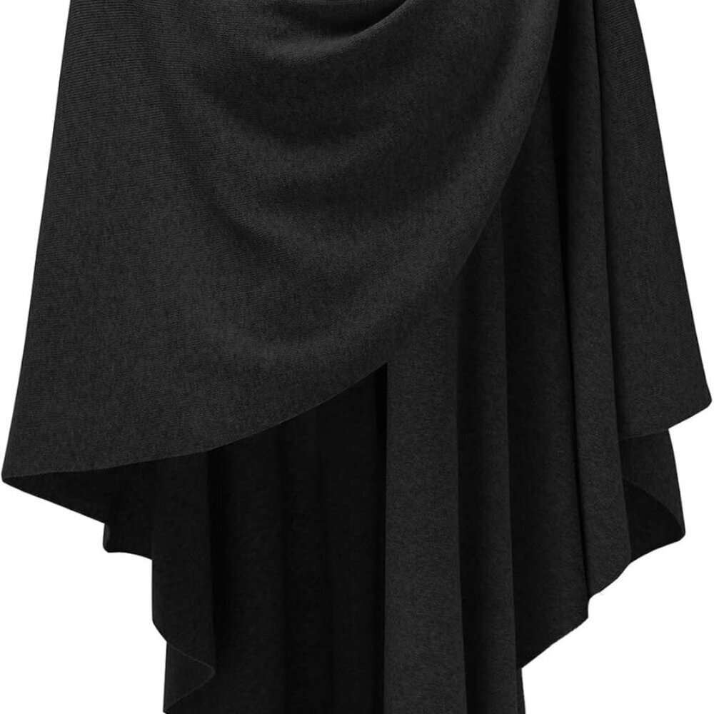 Womens Large Cross Front Poncho Sweater Wrap Topper Knitted Elegant Shawls Cape